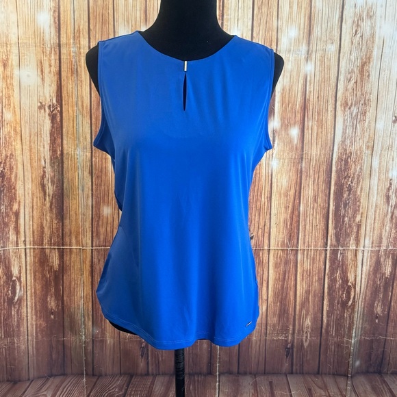 Calvin Klein Women’s Sleeveless Royal Blue Blouse Keyhole Front Back Size Medium - Picture 1 of 12
